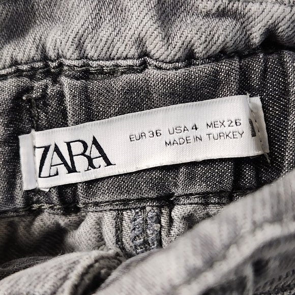 Zara High Rise Paperbag Tapered Ankle Jean Sz 4 - Picture 4 of 6